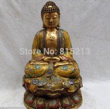 bi001135 Tibet Buddhism Pure Bronze Copper cloisonne Amitayus Sakyamuni Buddha Statue 2024 - buy cheap
