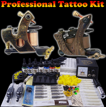 Набор для татуировки Профессиональный полный для начинающих, 2 Pro Машинки, 7 цветов, иглы для чернил блок питания, набор для тренировок с кожей 2024 - купить недорого