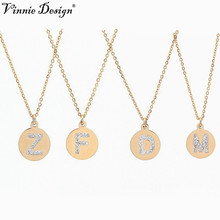 Vinnie Design Jewelry Fashion Gold Color Crystal Rhinestone A-Z Letter Pendant Necklace Initial Alphabet Necklaces 10pcs/lot 2024 - buy cheap