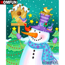 Homfun 5d pintura de diamante bricolagem completa quadrada/broca redonda "boneco de neve passarinho" bordado ponto de cruz presente decoração de casa presente a08924 2024 - compre barato