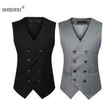 SHIERXI-Chaleco Ajustado de algodón de doble botonadura para hombre, chaqueta sin mangas, ropa para hombre, XXXL 2024 - compra barato