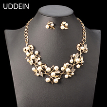 New Nigerian wedding Indian jewelry sets simulated pearl necklace women flower statement choker necklace & pendant collar 2024 - buy cheap