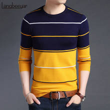 2021 New Fashion Brand Sweater Mens Pullover Striped Slim Fit Jumpers Knitred Woolen Autumn Korean Style Casual Men Clothes 2024 - купить недорого