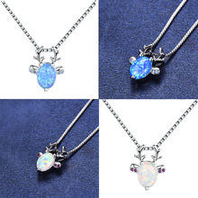 Boho Female Oval Pendant Necklace Fashion Silver Color Choker Chain Necklace White Blue Fire Opal Necklace For Women 2024 - buy cheap