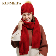 2018 Winter Scarf Hat Set 4 Colors Classic Fashion Statement Apparel for Women Acrylic Warm Scarf Hat Gift in stock 2024 - buy cheap