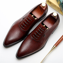 Men dress shoes Genuine cow leather brogue Wedding shoes mens casual flats shoes black burgundy oxford shoes for men spring 2024 - buy cheap
