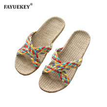 FAYUEKEY-Zapatillas de casa de lino para mujer, chanclas planas de Color caramelo para interior, dormitorio, playa, verano, 2020 2024 - compra barato
