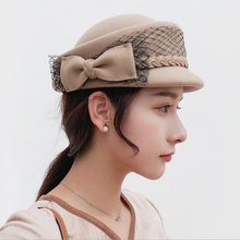 Australian Wool Felt Beret Hat Women British French Lady Artist Flat Cap Elegant Bow Boina Feminino Hats For Girls Berets 2024 - buy cheap