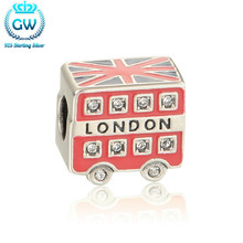 925 Sterling Silver Jewelry London Bus Charm With Red Enamel Mens Bracelets  For grils Beads & Diy Jewelry Making D116 2024 - buy cheap