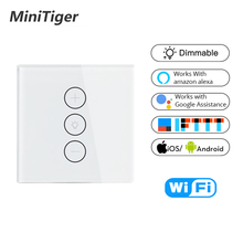 Tuya-interruptor inteligente de parede smart life, wi-fi, controle remoto, 1 gang, padrão ue/gb, funciona com amazon alexa, google