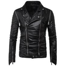 Rock punk zipper lapel motorcycle leather jacket men mens leather jackets black short pu coats biker plus size 2XL - 5XL 2024 - buy cheap