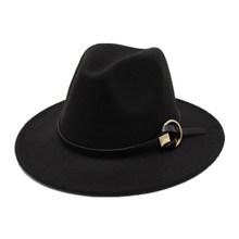 oZyc Fedoras Hats for Women Men Felt Metal belt Trilby Hats Wide Brim Adjustable Fedora Jazz Hat Caps Ladies chapeu Femme 2024 - buy cheap