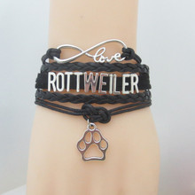 Pulsera de cuero con diseño de ROTTWEILER, brazalete de cuero, color negro 2024 - compra barato