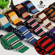 SHENNAIWEI 2016 New wool knit tie casual Korean flat-head 5cm narrow striped necktie men's knitting 20 color 2024 - buy cheap