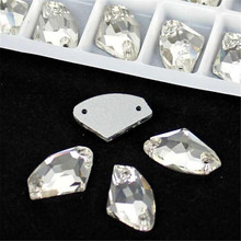 Axe Shape Sew On Crystal Rhinestone Crystal Clear Bling DIY Sewing Flatback Crystal Stone With Holes Wedding Clothing Decoration 2024 - buy cheap