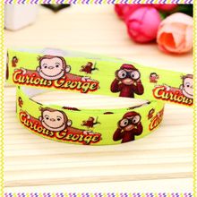 5/8 polegadas frete grátis Elastic FOE george macaco impresso headband headwear faixa de cabelo diy atacado OEM H4073 2024 - compre barato