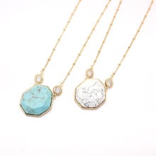 Polygon Crystal Kallaite Howlite Natural Stone Pendant Gold Chain Necklaces Geometric  Accessories Jewelry 2024 - buy cheap