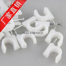 500PCS 10MM Circle Round White Clamps Holder Wire Electrical Fasten Wall Insert Cord Fixer Steel Plastic Tower Nails Cable Clips 2024 - buy cheap