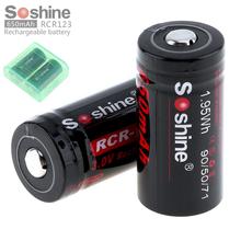 Soshine 2pcs RCR 123 3V 650mAh Li-ion Rechargeable with Battery Box and Safety Relief Valve for Flashlights Headlamps 2024 - buy cheap