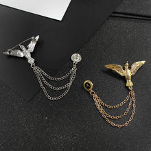 Crown Eagle wing Brooch punk style satirical Bird Brooch metal multi-chain neck Brooch men's and women's small suit Brooch 2024 - buy cheap