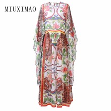 MIUXIMAO-Vestido largo hasta el suelo de verano para mujer, prenda de vestir de talla grande con estampado de leopardo, manga acampanada y cuello redondo, 2020 2024 - compra barato