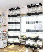 deco white and black stripe tulle/yarn/voile blind curtains for living room,window sheer panels door partition curtain 2024 - buy cheap