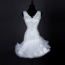 Falda de baile blanca para mujer y Niña adulta, vestido de baile de actuación de competición, Cha, Rumba, Samba 2024 - compra barato