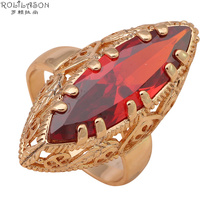 ROLILASON Royal Garnet Rings for women Gold Tone Nickel Lead Free Fashion Jewelry Huge Red zircon Crystal Rings USA Sz JR2026 2024 - buy cheap
