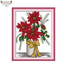 Joy Sunday H401 Home Decoration 14CT 11CT Stamped and Counted Winter Vase Flowers Embroidery Needlework Cross Stitch 2024 - buy cheap