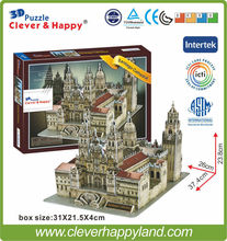 Newest ! Paper cardboard 3D puzzle model world famous building architecture Santiago Cathedral(Spain) 2024 - buy cheap