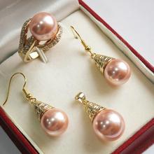 AAA-pendientes/anillo/colgante collar + cadena blanco perla de concha del Mar del Sur, 5 Juegos de plata, venta al por mayor 2024 - compra barato