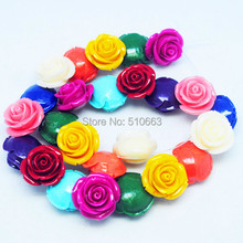 10 Pieces/Lot Carving Rose Flower Beads Accessories Synthetic stone material Size 30mm Mix colors 2024 - buy cheap