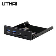 UTHAI G01 3,5 дюймов Передняя панель USB3.0 концентратор шт., SD/TF внешний кардридер 2 TYPE-C Передняя панель 20 контактов для SATA3 гибких дисков 2024 - купить недорого