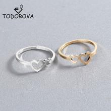 Todorova романтические регулируемые полые двойные кольца в форме сердца с открытым носком кольца для женщин Anillos подарок ювелирные изделия дропшиппинг 2024 - купить недорого