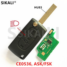 (3BT CE0536 HU83) New Remote Key for Peugeot 207 208 307 308 408 Partner ASK/FSK Signal 433MHz with Lamp/Light Button 2024 - buy cheap