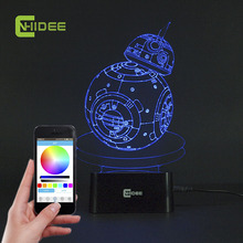 CNHIDEE Star Wars Light USB Novelty BB-8 Robot 3D LED Night Lamp Acrylic Colorful Bluetooth Music Lampara Novelty Lighting 2024 - buy cheap