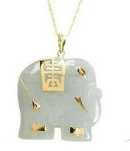 Оптовая продажа, Бесплатная доставка> Азиатский натуральный белый камень, ожерелье с подвеской в виде слона 2024 - купить недорого