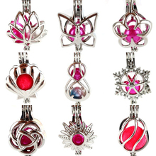 5pcs/lot Silver Alloy Flower Sun Butterfly Shell Lotus Pearl Cage Pendant Essential Oil Diffuser Locket 2024 - buy cheap