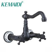 KEMAIDI-grifo mezclador de lavabo de baño caño giratorio, tocador, bañera, Torneira, montado en la pared, bronce negro, frotado con aceite 2024 - compra barato