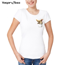 Женская футболка с принтом в виде животных, Повседневная футболка с карманом и принтом лисы на лето, 2019 2024 - купить недорого