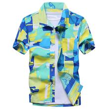 Plus Size Hawaiian Summer Beach Men Buttons Turn Down Short Sleeve Shirt Top fashion 2024 - buy cheap