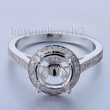 Round 8mm Engagement Ring In14k White Gold Natural Dia Semi mount Wedding Ring SR077 2024 - buy cheap