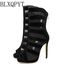 BLXQPY/очень большой размер 28-52, женские босоножки пикантные модные босоножки на высоком каблуке 11,5 см sapato feminino, летняя стильная обувь 19-8 2024 - купить недорого
