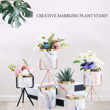 Ceramic Flower Pots with Metal Stand Iron Rack Marbled Flower Plants Vase  Garden Landscape Stand Shelf Home Table Decoration 2024 - buy cheap