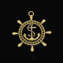 Amuletos antigos de bronze banhado a leme, amuletos para fazer joias, pingentes artesanais, 45*49mm, 21 peças 2024 - compre barato