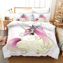 Unicorn Duvet Set Comfortable Bedding Set 3D Cartoon bed set King/Queen/Double/Single Kids Bedclothes 2024 - buy cheap