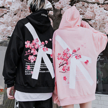 2019 Autumn Winter Modis Cherry Blossom Print Hoodie Streetwear Hip Hop Oversize Women Men Unisex Cotton Sweatshirts Retro Hoody 2024 - buy cheap