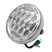 Faro delantero LED de aluminio para motocicleta, lámpara de haz alto/bajo con Motor de 12V, 65W, 7 pulgadas, estilo Retro cromado, 1 unidad 2024 - compra barato