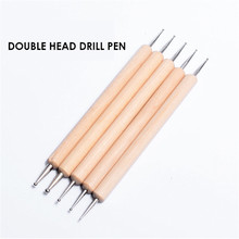 5pcs/lot Double Head Drills Pen Nail Dotting Ball Needle Manicure Nail Tools Pencil Wooden Handle Nails Point Drill Pens 2024 - buy cheap