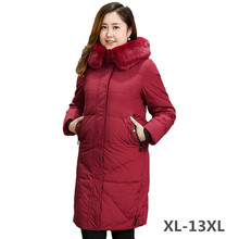 Super Large size Down jacket Women Winter Parkas Fur collar Hooded Tops Plus size XL-13XL Thick Warm White duck down Coat Female 2024 - buy cheap